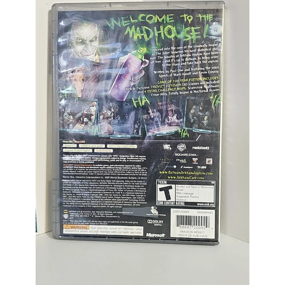 Batman: Arkham Asylum -- Game‎ of the Year Edition (Microsoft Xbox 360, 2010)